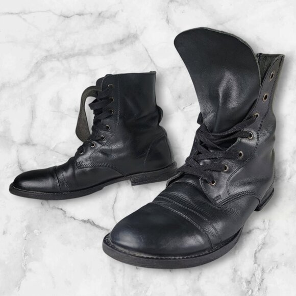 Bed Stu boots leather Cobbler Series men's US size 10 extra long tongue flap blk - Picture 1 of 8